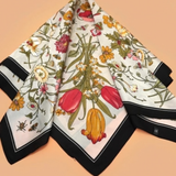 Large Floral Print Silky Bandana Scarf