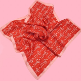 Bow and Heart Silky Bandana Scarf | Red