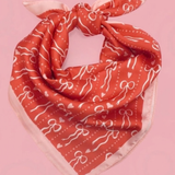 Bow and Heart Silky Bandana Scarf | Red