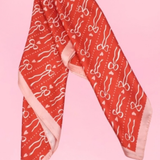 Bow and Heart Silky Bandana Scarf | Red