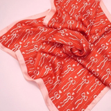 Bow and Heart Silky Bandana Scarf | Red