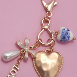 Porcelain Bow Heart Love Bag Charm