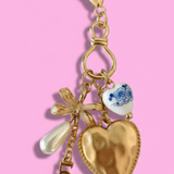 Porcelain Bow Heart Love Bag Charm