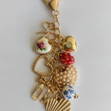 Porcelain Bows Hearts Pearl Strawberry Bag Key Charm
