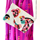 Beaded Parrot Clutch Purse