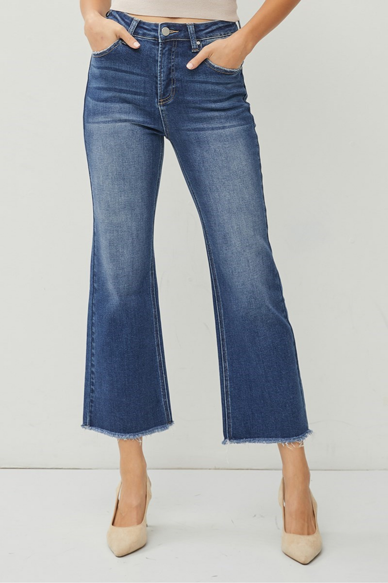 RISEN High Rise Crop Straight Jeans