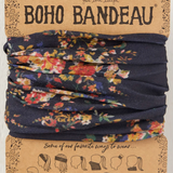 Full Boho Bandeau® Headband | Black Red Bouquets