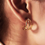 18K Gold Plated Waterproof Triple Row Hoop Earrings