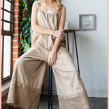 Washed Lace Hem Terry Overall