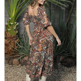 Cactus Candy 1/4 Sleeve Midi Dress