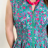 Garden Glide Zip-Front Midi Dress
