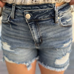 RISEN High Rise Crossover Slit Shorts