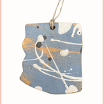 Handmade Arizona State Ornament | Everhart Ceramics | Monsoon Blue | Tan Clay
