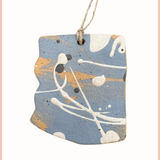 Handmade Arizona State Ornament | Everhart Ceramics | Monsoon Blue | Tan Clay