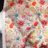 Garden Botanical Floral Silky Satin Bandana Scarf | Off White