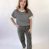 RISEN Slouchy Leopard Ankle Barrel Pants