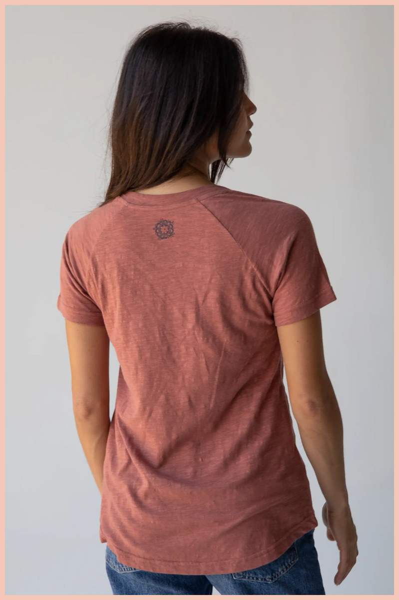 Rust Folk Flower Boho Tee | Natural Life