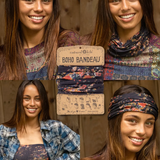 Full Boho Bandeau® Headband | Black Red Bouquets