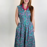 Garden Glide Zip-Front Midi Dress
