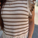 Ruffle Detail Striped Knit Sweater Top