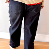 RISEN High Rise Crop Barrel Cuffed Jeans