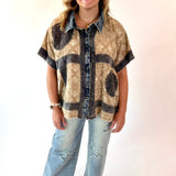 Crochet Patch + Lace Button Down Top