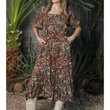 Cactus Candy 1/4 Sleeve Midi Dress