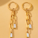 Paperclip Chain Glass Rhinestone Drop Earrings