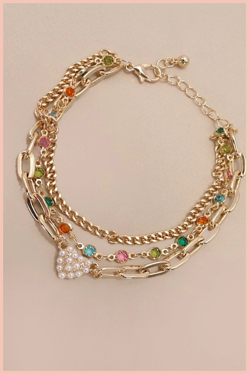 Pearl Heart Layer Bracelet