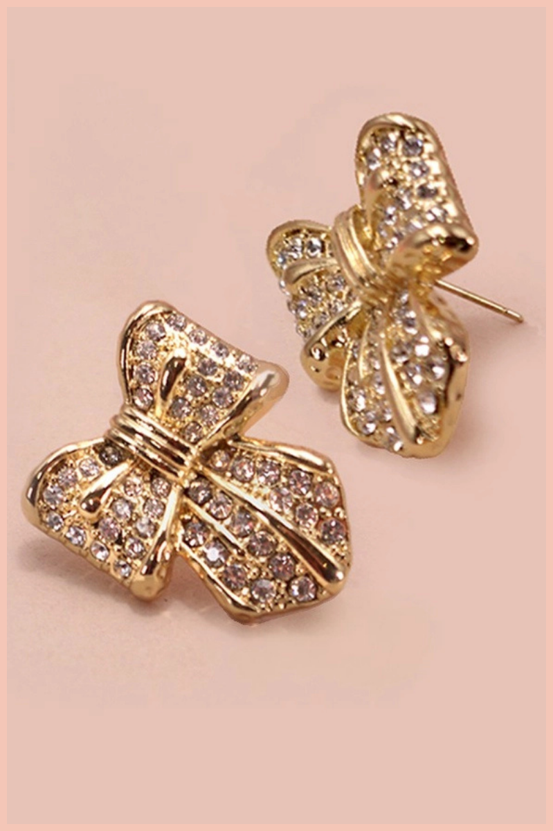 Rhinestone Bow Earrings