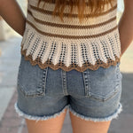 Ruffle Detail Striped Knit Sweater Top