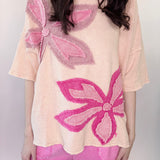 Washed Flower Patchwork Terry Top