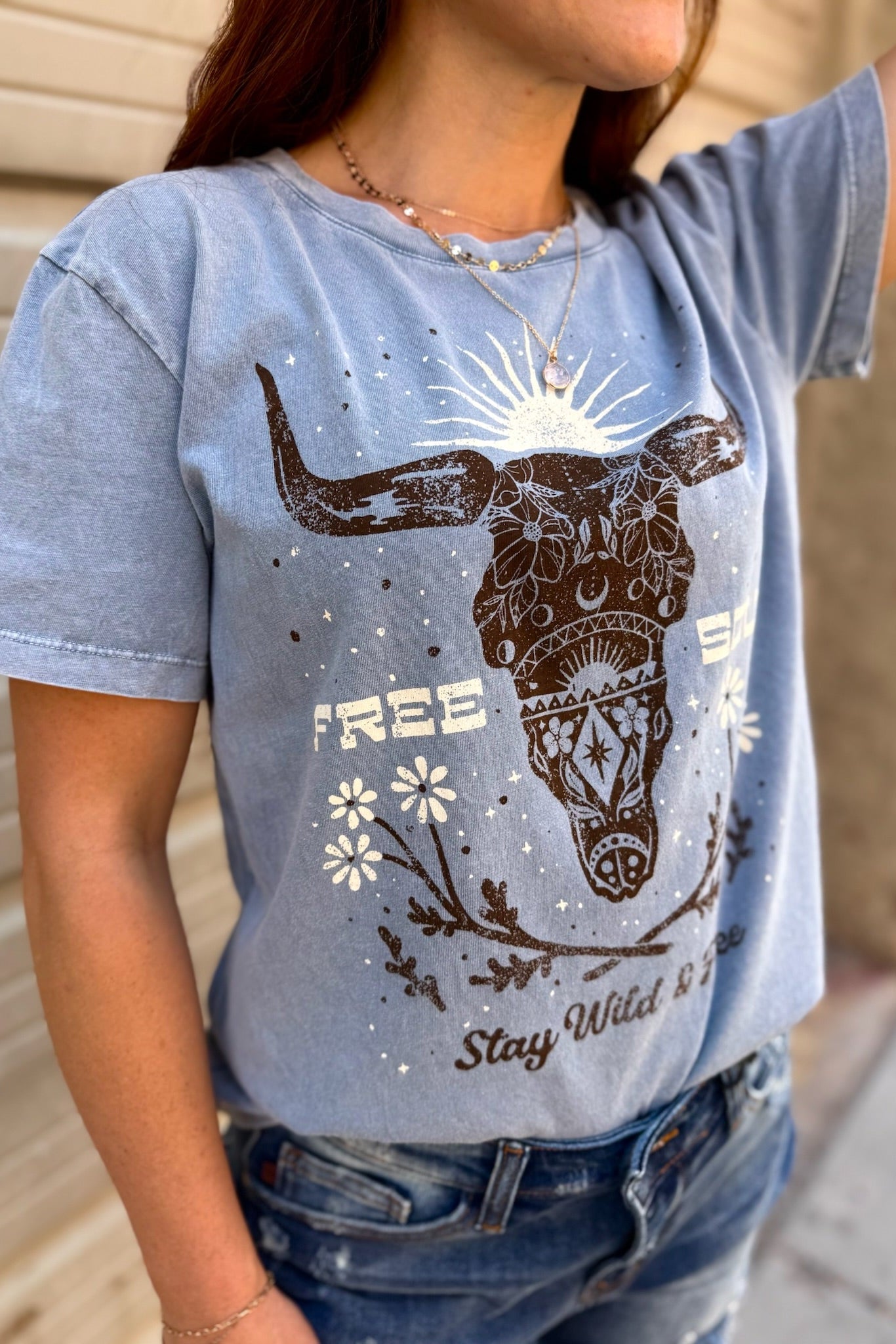 Free Soul Cow Skull Graphic Tee