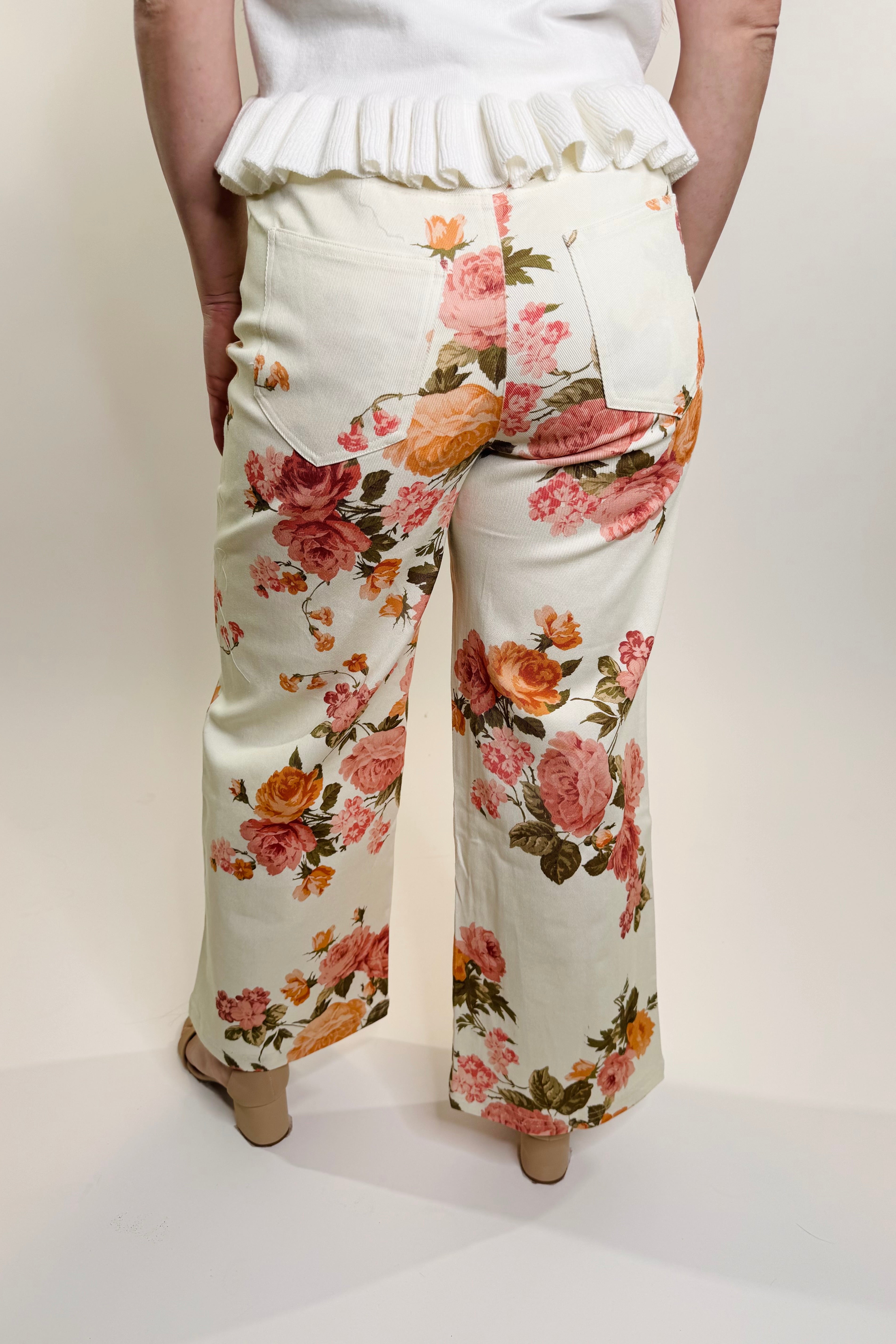 Rosé Garden Wide Leg Denim Pants
