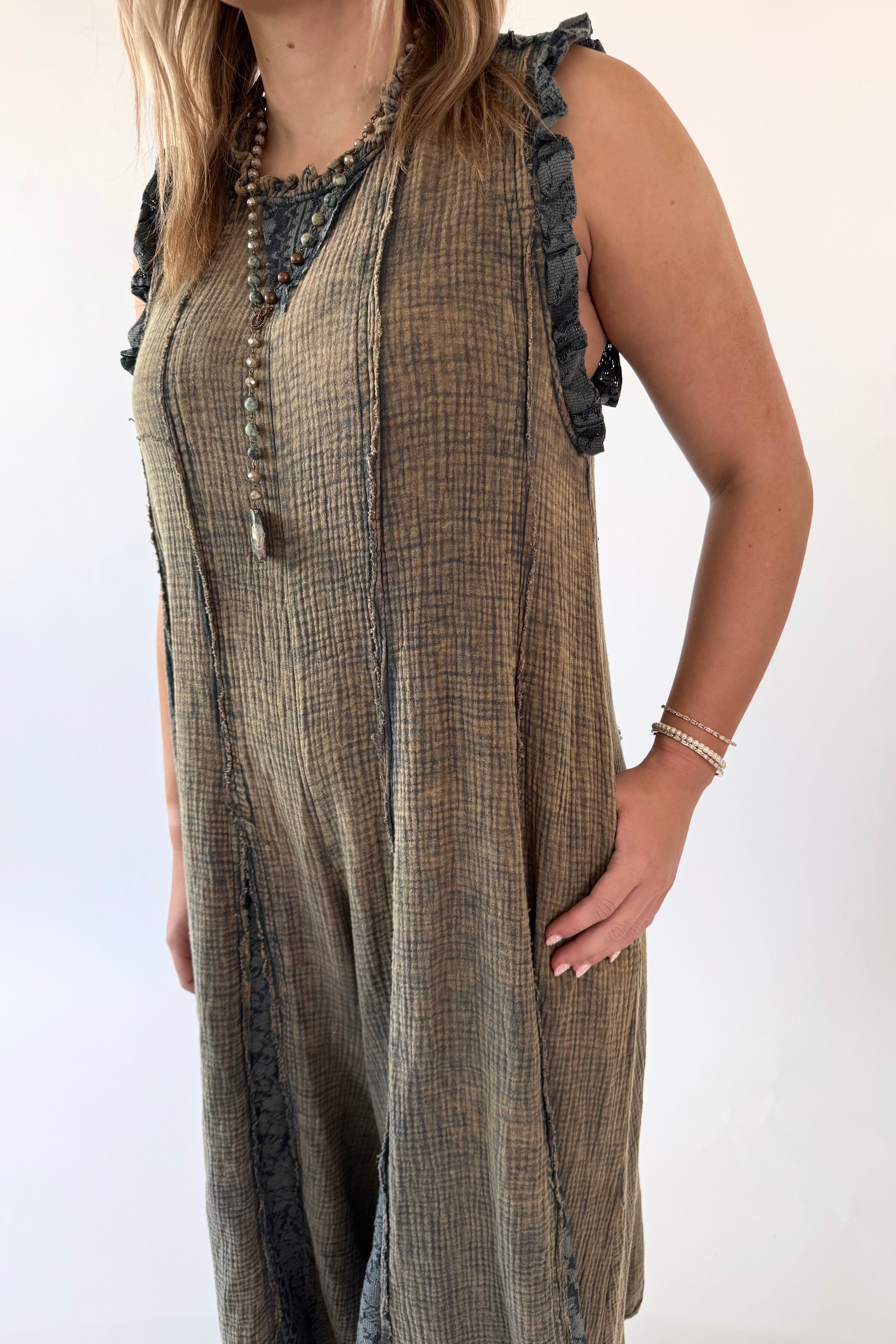 Washed Cotton Gauze Lace Jumper