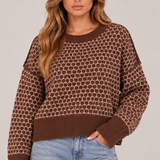 Geometric Check Knit Sweater