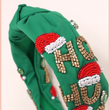 Ho Ho Ho Christmas Holiday Seed Bead Headband