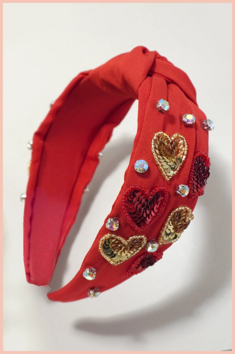 Valentine's Day Heart Seed Bead Headband