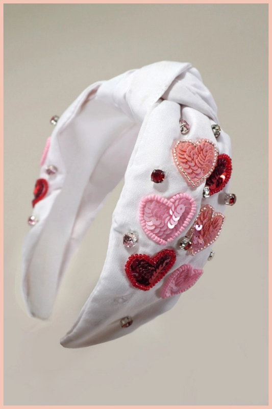 Valentine's Day Heart Seed Bead Headband