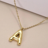 18K Gold Plated Bubble Initial Necklace