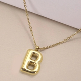 18K Gold Plated Bubble Initial Necklace