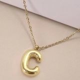 18K Gold Plated Bubble Initial Necklace