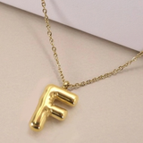 18K Gold Plated Bubble Initial Necklace