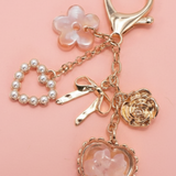 Pressed Flower Bow Heart Bag Charm