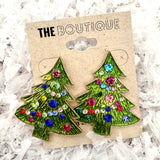 Rhinestone Christmas Tree Earrings