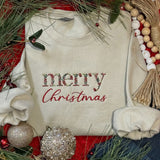 ‘Merry Christmas’ Floral Embroidered Sweatshirt | *PREORDER
