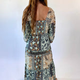 Long Sleeve Floral Motif Maxi Dress
