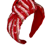 Pink & Red Striped Sequin Headband
