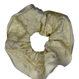 Flower Embossed Scrunchie | Cream