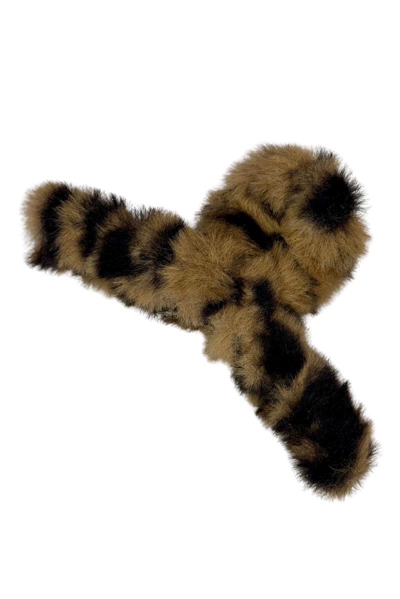 Leopard Print Fuzzy Claw Clip
